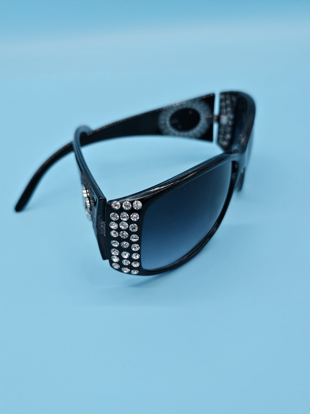 Black Crystal-Embellished Women's Sunglasses - Picture 3 of 5